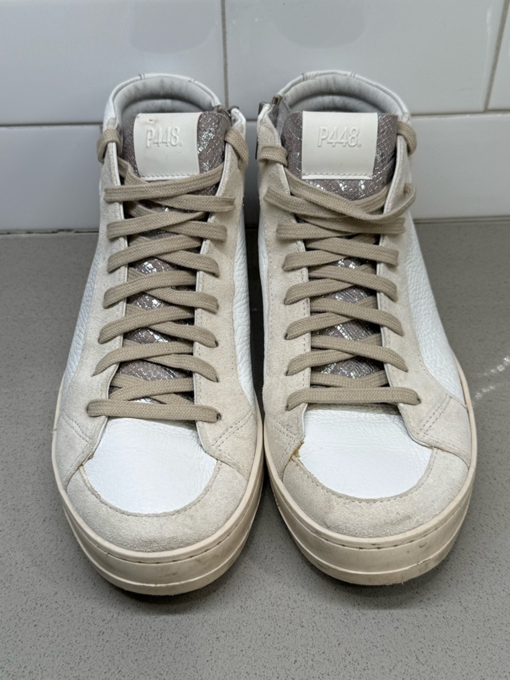 P448 Skate Leather High Top Zip Sneakers